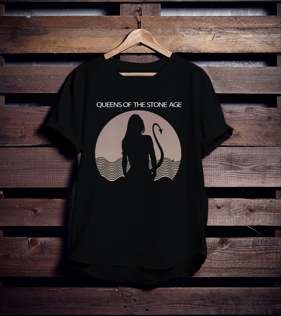 Queens Of The Stone Age Mermaid Silhouette With Tail And Waves T-Shirt