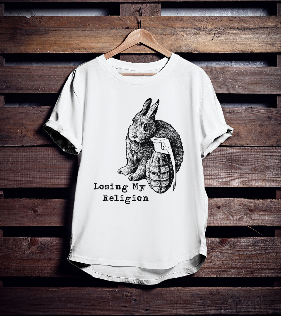 Losing My Religion Surreal Rabbit Grenade T-Shirt