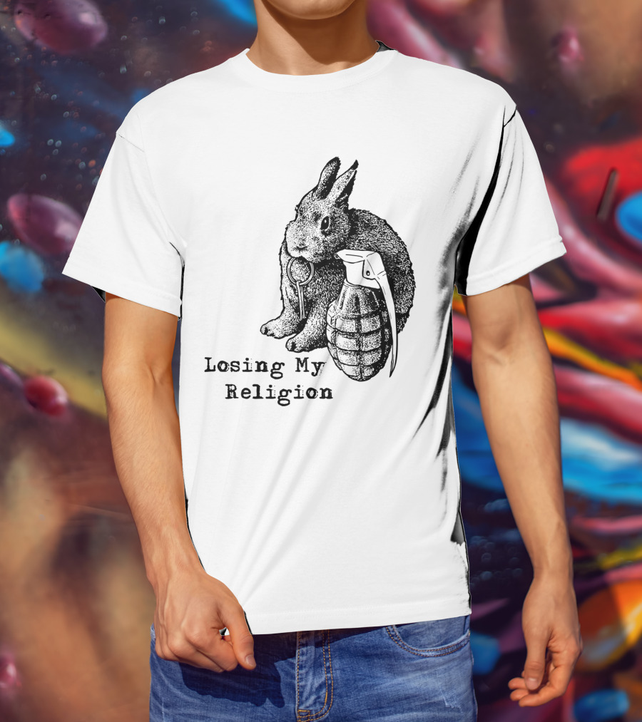 Losing My Religion Surreal Rabbit Grenade T-Shirt