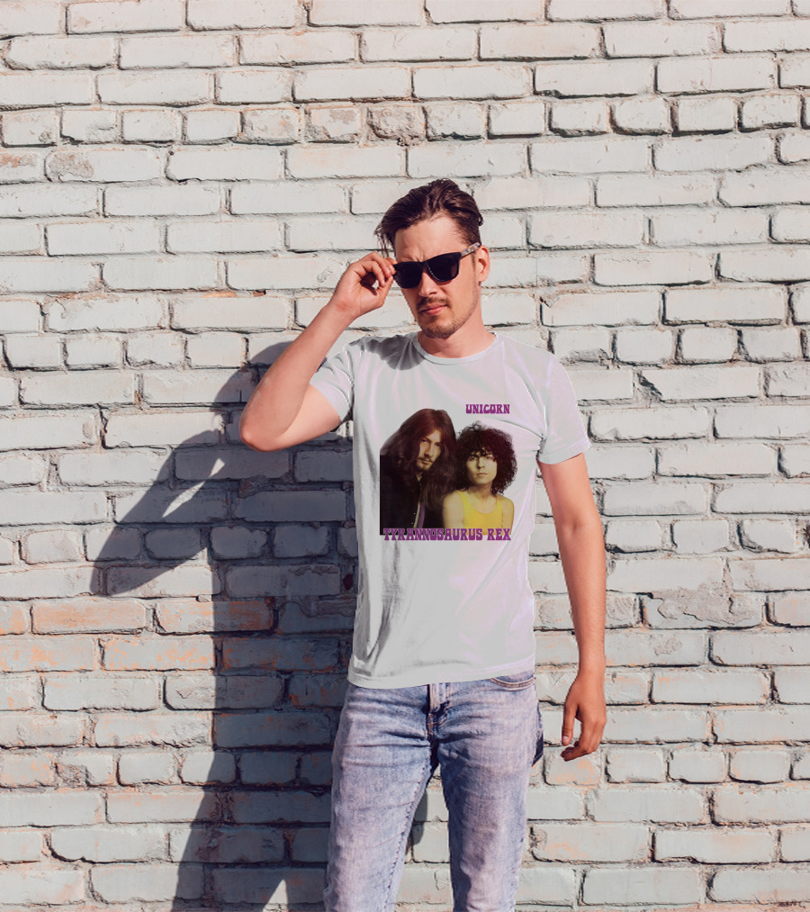 Unicorn Tyrannosaurus Rex Band Members Retro Photo T-Shirt