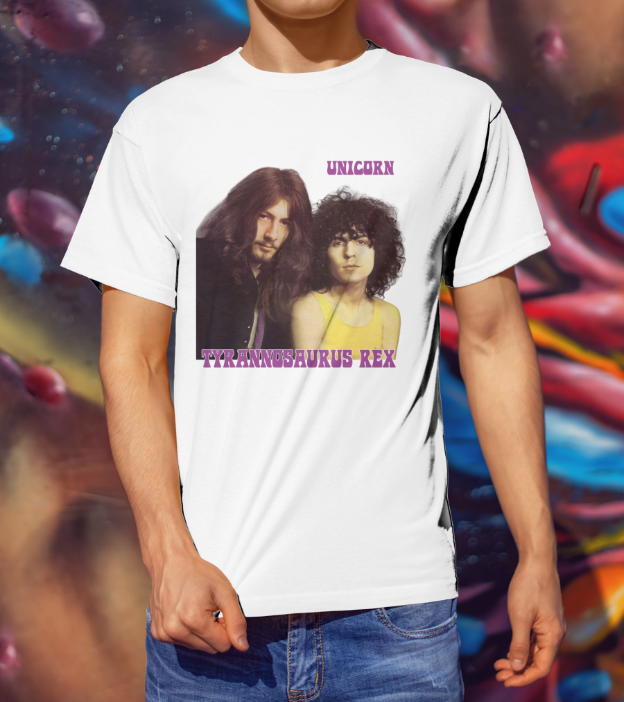 Unicorn Tyrannosaurus Rex Band Members Retro Photo T-Shirt