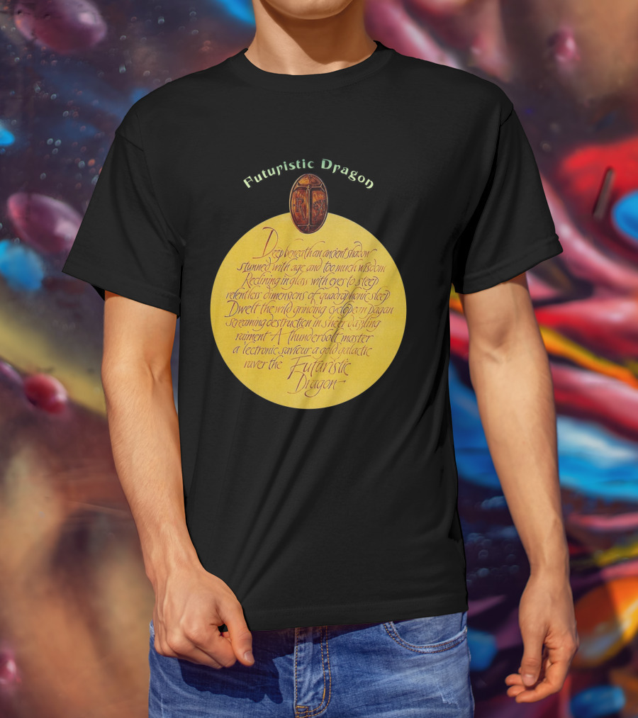 Futuristic Dragon Dwelling In Ancient Shadows With Thunderbolt Mastery T-Shirt