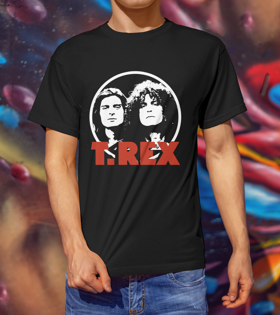 T. Rex Band Graphic Portrait With Bold Red T-Shirt