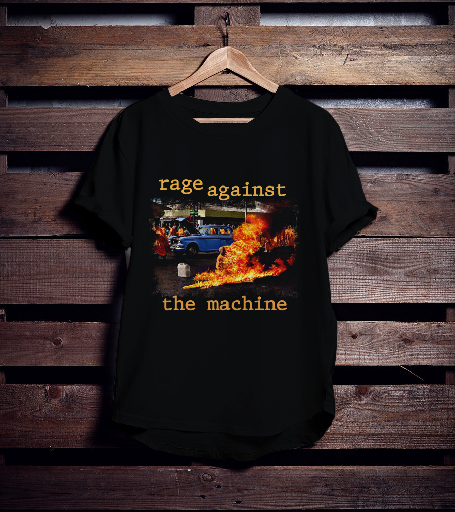 Rage Against The Machine Burning Car Riot Scene T-Shirt