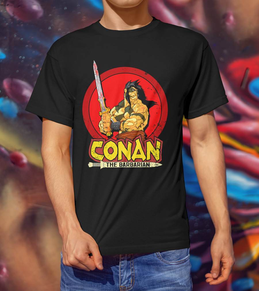 Conan The Barbarian Sword Warrior Red Circle T-Shirt