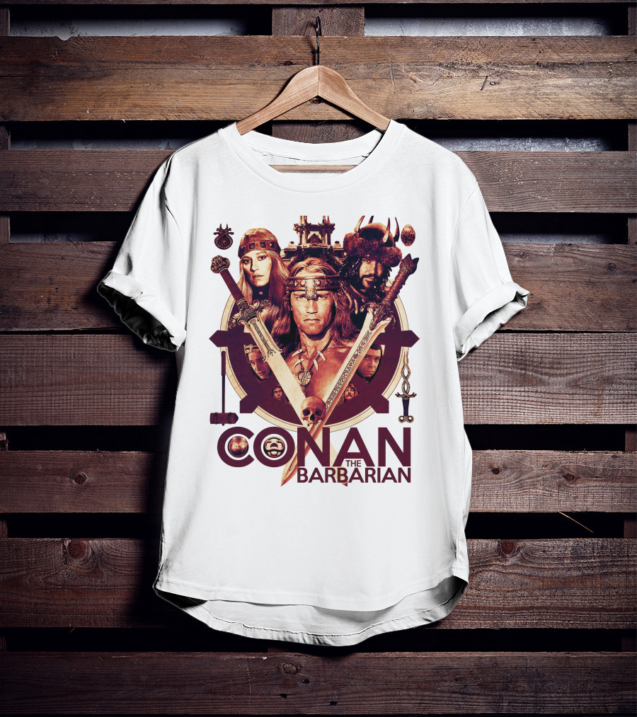 Conan The Barbarian Warrior Circle With Swords And Characters T-Shirt