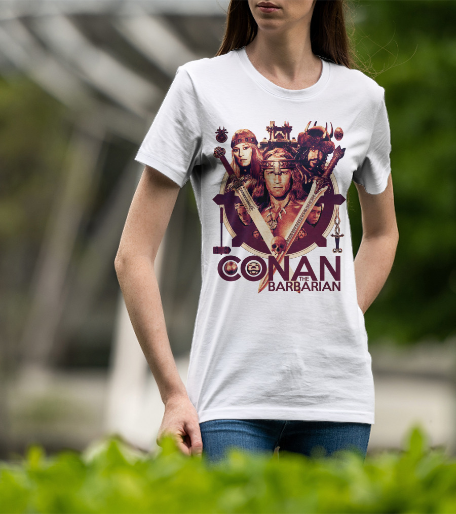 Conan The Barbarian Warrior Circle With Swords And Characters T-Shirt