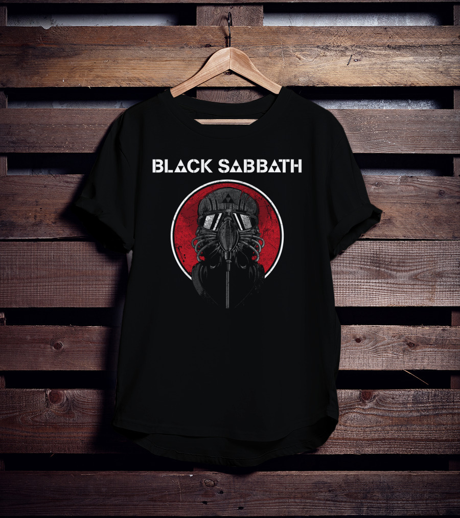 Black Sabbath Gas Mask Design With Red Circle T-Shirt