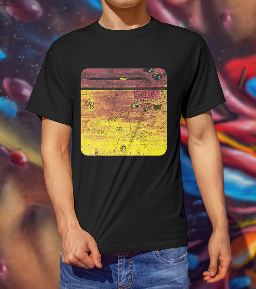 School's Out Alice Cooper Wooden Desk T-Shirt