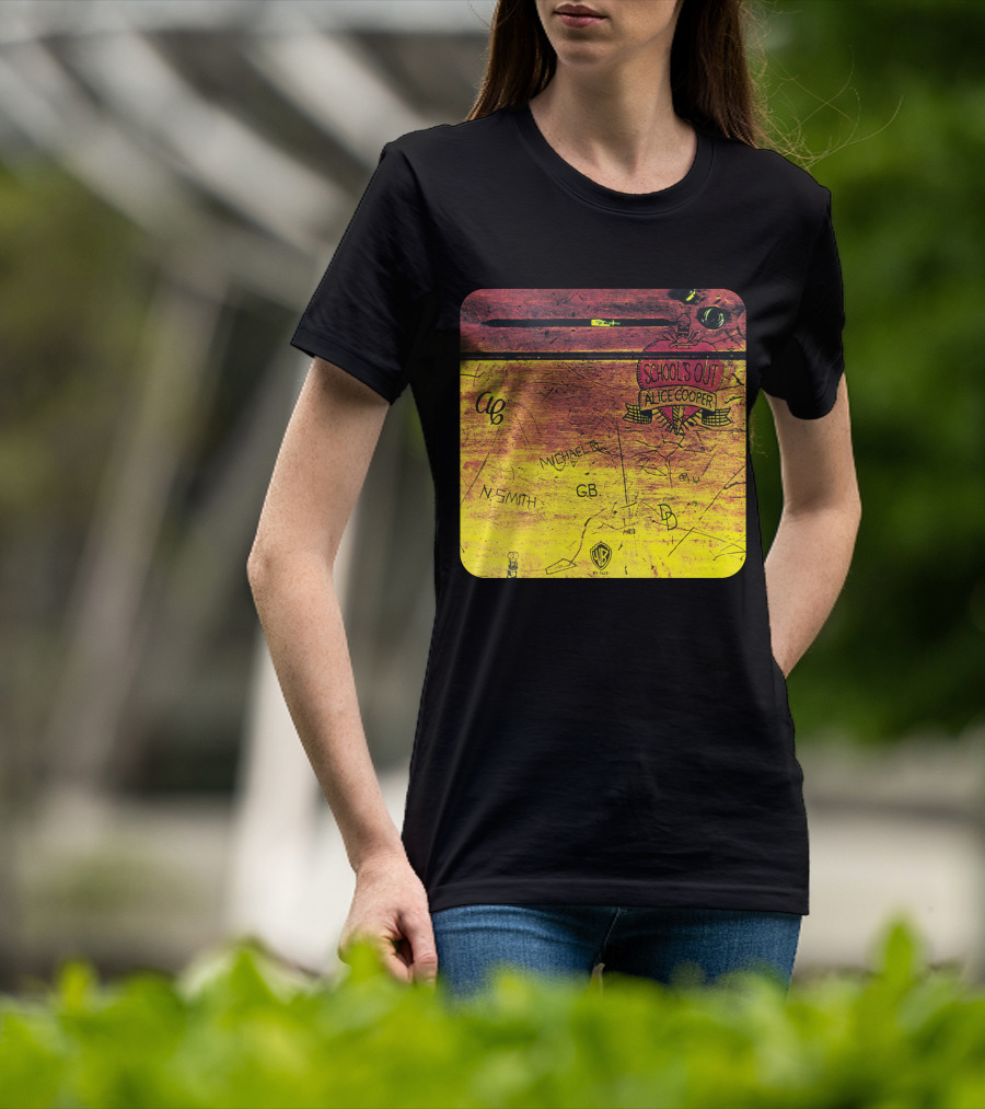 School's Out Alice Cooper Wooden Desk T-Shirt