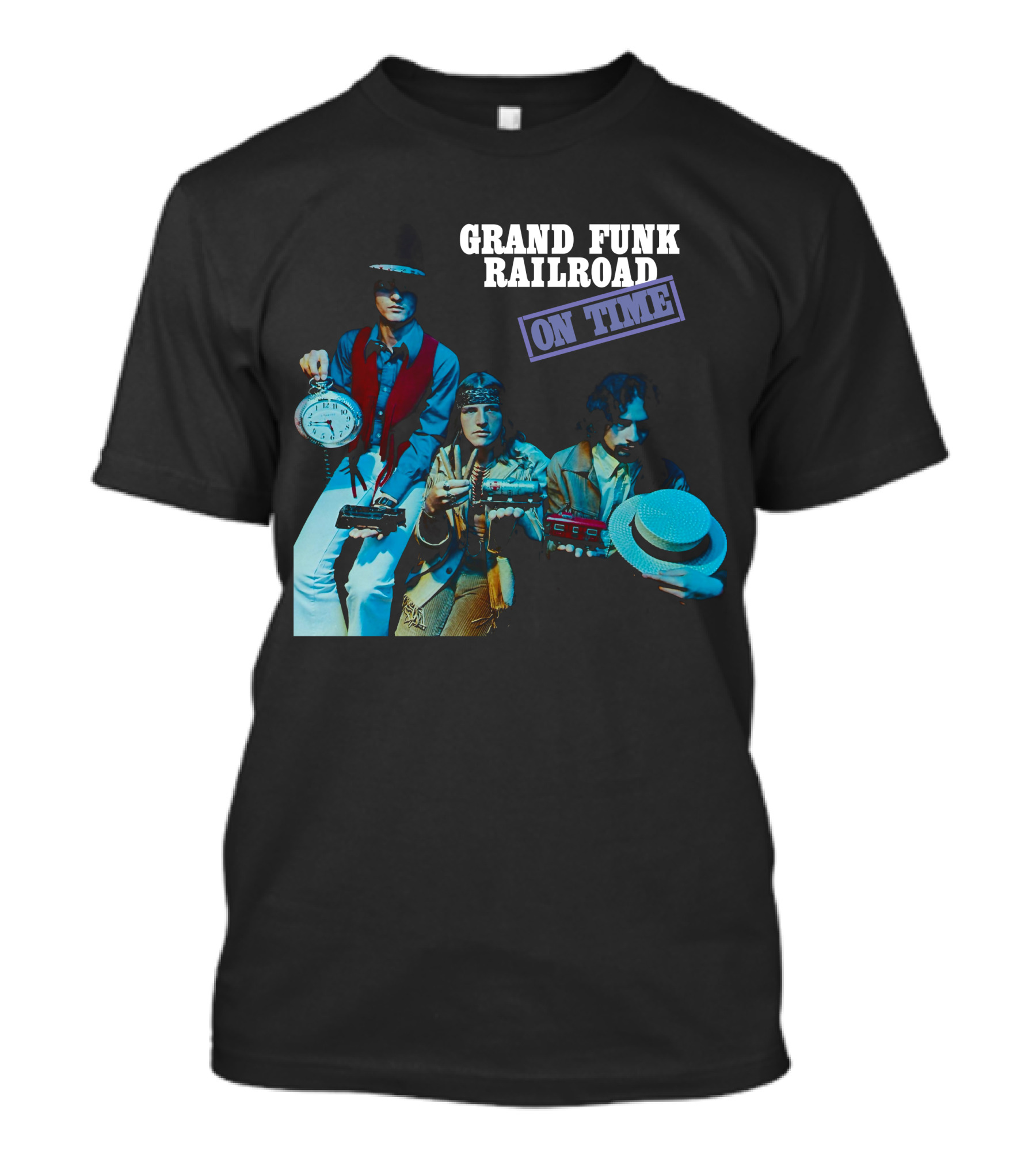 Grand Funk Railroad On Time Album Cover Clock Band Members T-Shirt