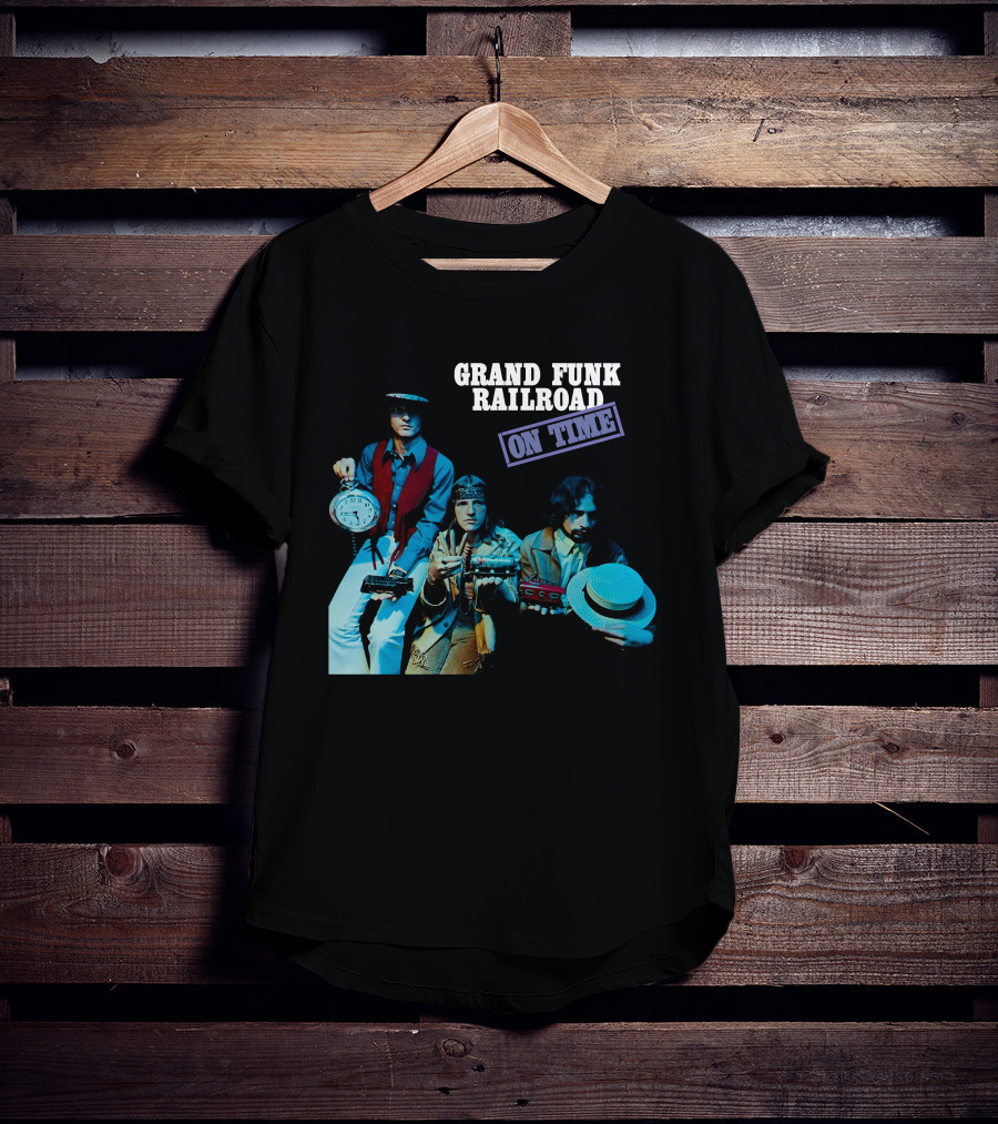 Grand Funk Railroad On Time Album Cover Clock Band Members T-Shirt