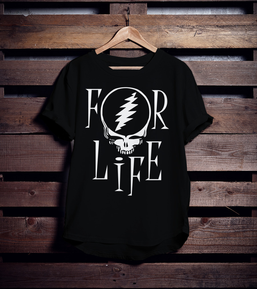 Grateful Dead Skull Lightning Bolt For Life T-Shirt