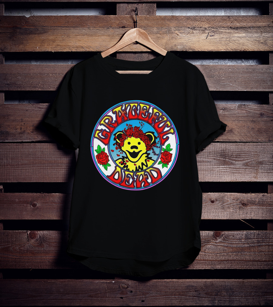 Grateful Dead Bear With Roses Circle T-Shirt