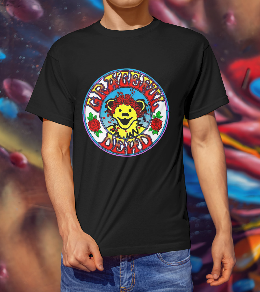 Grateful Dead Bear With Roses Circle T-Shirt