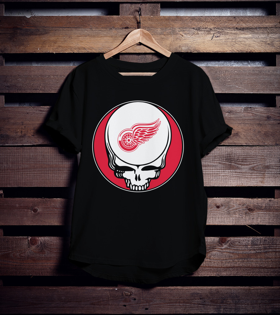 Detroit Red Wings Grateful Dead Skull T-Shirt