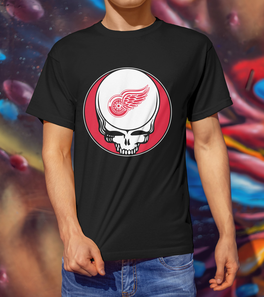 Detroit Red Wings Grateful Dead Skull T-Shirt
