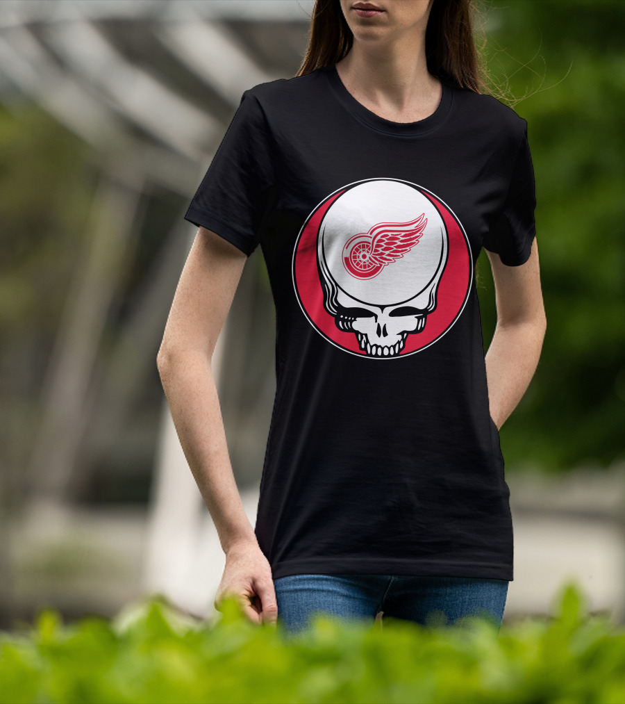 Detroit Red Wings Grateful Dead Skull T-Shirt