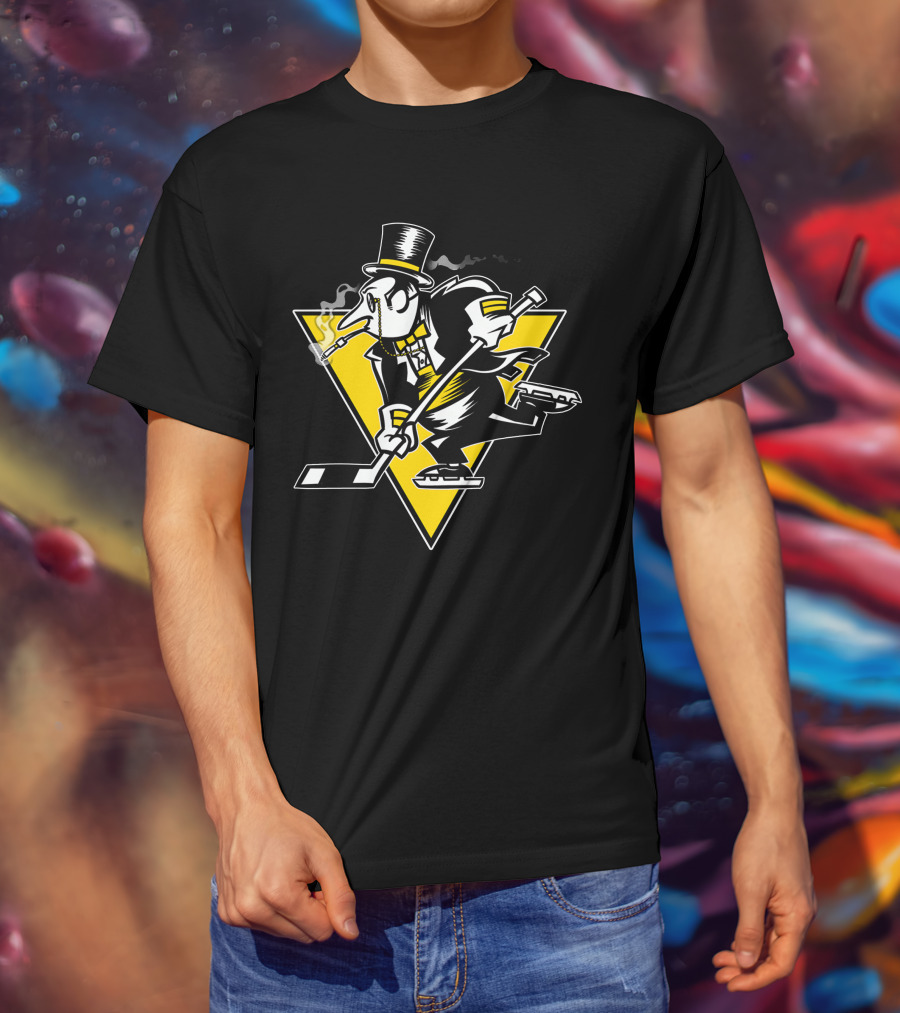 Pittsburgh Penguins Retro Style Smoking Penguin Hockey Skater T-Shirt