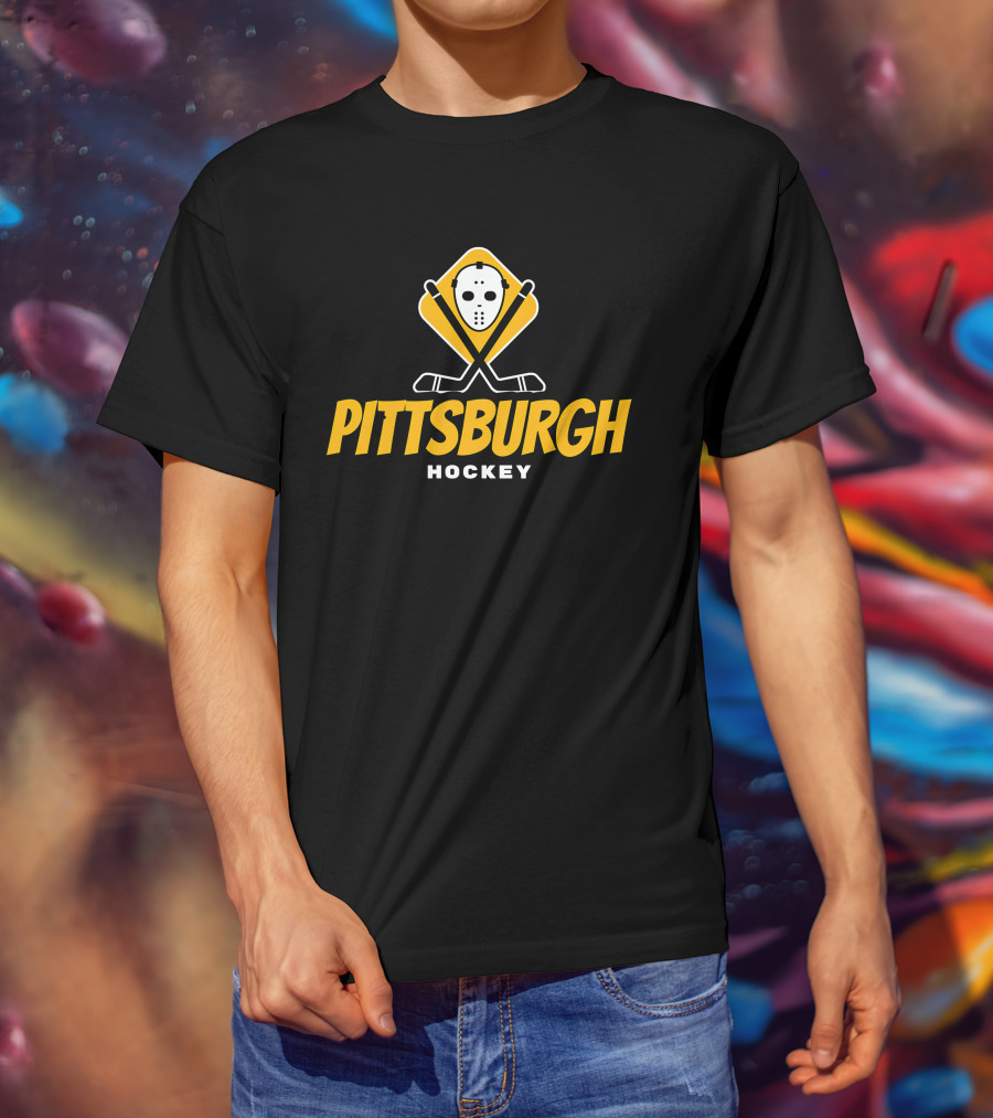Pittsburgh Hockey Mask And Crossed Sticks T-Shirt