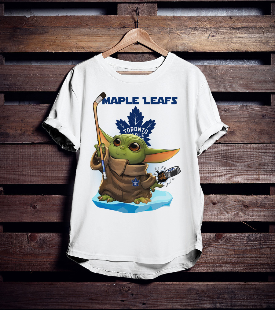 Baby Yoda Toronto Maple Leafs Hockey Fan T-Shirt