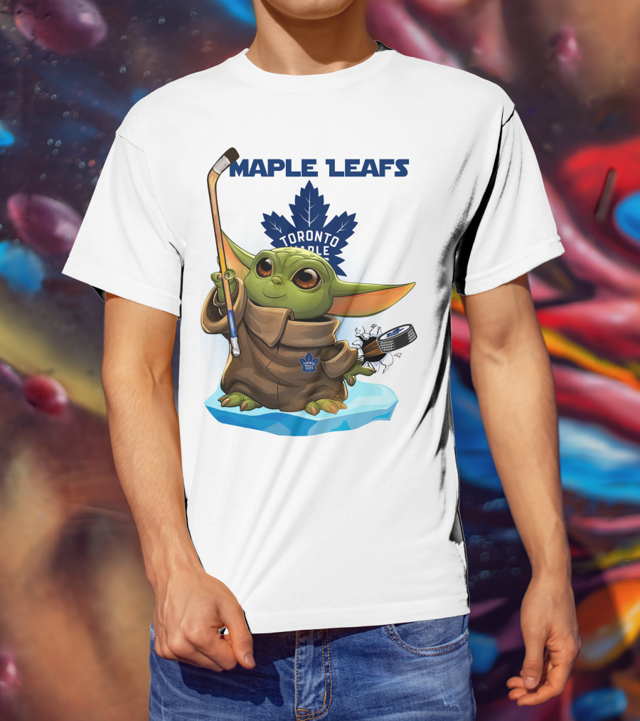 Baby Yoda Toronto Maple Leafs Hockey Fan T-Shirt