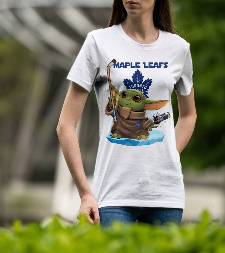 Baby Yoda Toronto Maple Leafs Hockey Fan T-Shirt