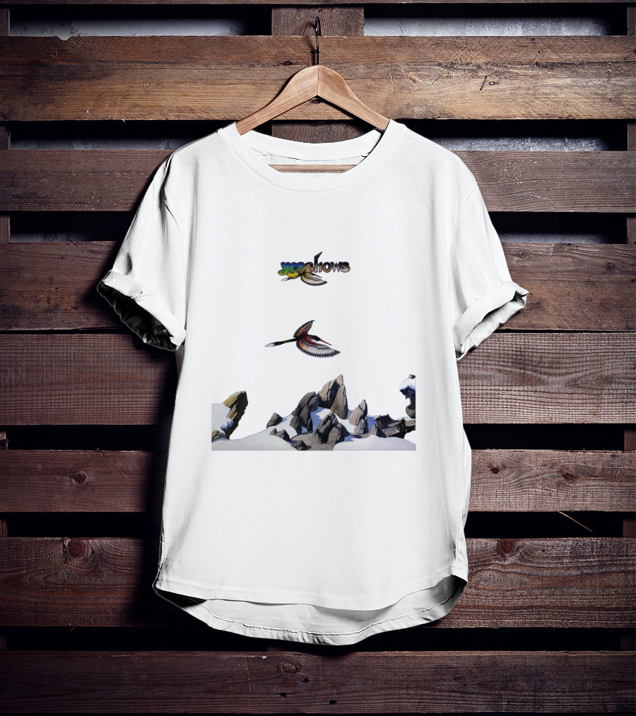 Yes W Flock Of Birds Over Snowy Mountain Peaks T-Shirt