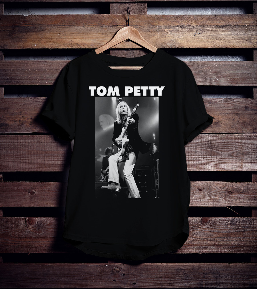 Tom Petty Rock Legend Performance Black And White T-Shirt