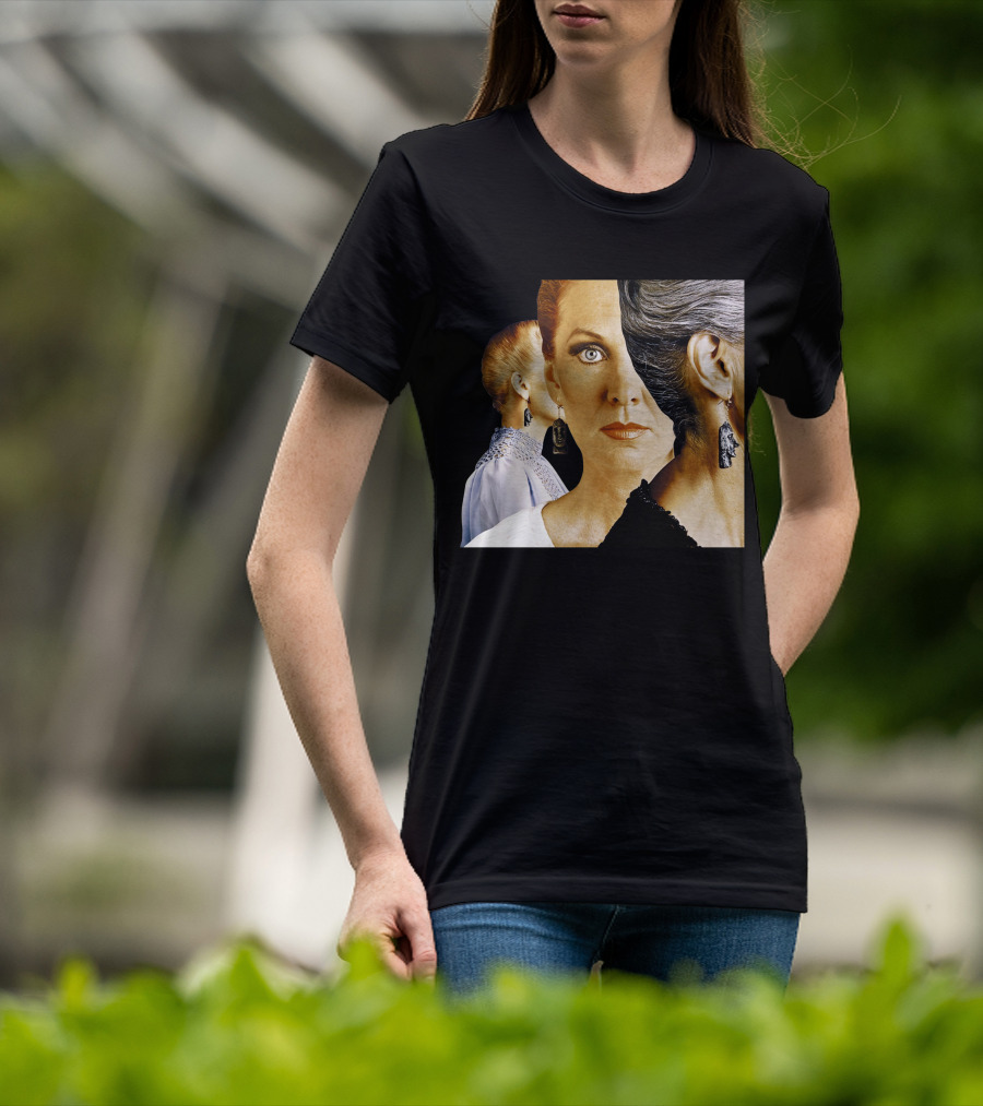 Dramatic Portrait Faces With Bold Earrings And Elegant Hairstyle T-Shirt