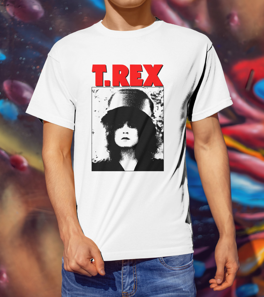 T. Rex Iconic Red Text With Black And White T-Shirt