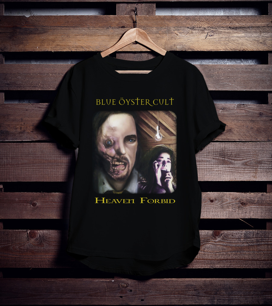 Blue Öyster Cult Heaven Forbid Creepy Portrait With Light Bulb And Distressed Expressions T-Shirt