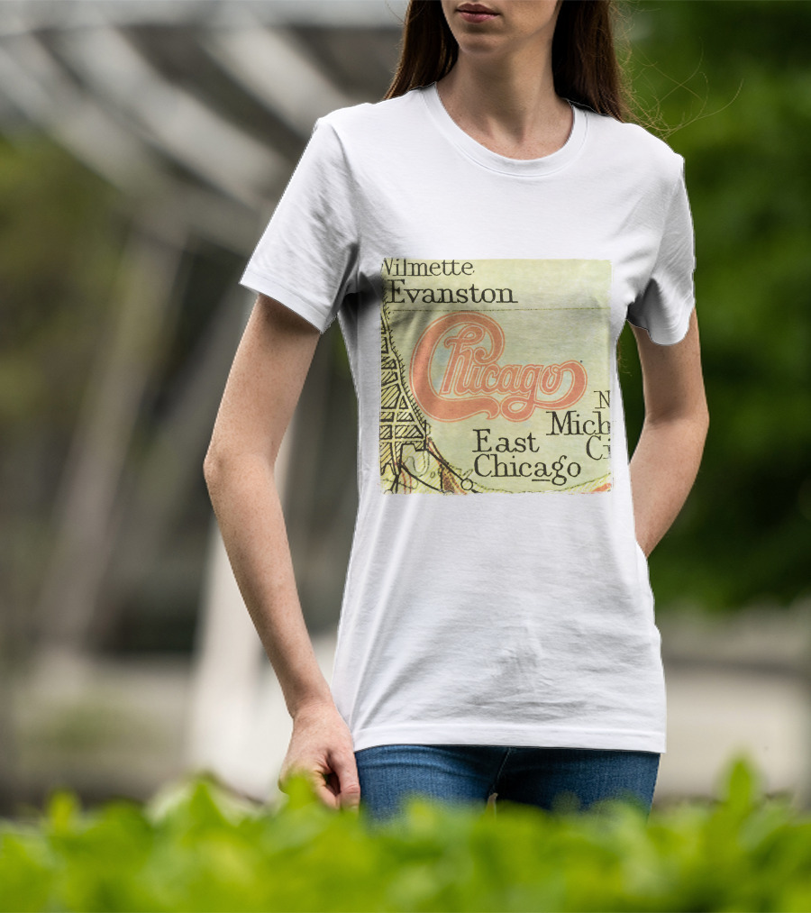 Chicago Map With Wilmette Evanston East Chicago T-Shirt