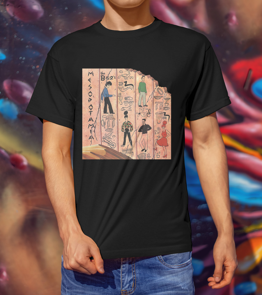 The B-52'S Mesopotamia Album Art With Band Members And Hieroglyphics T-Shirt