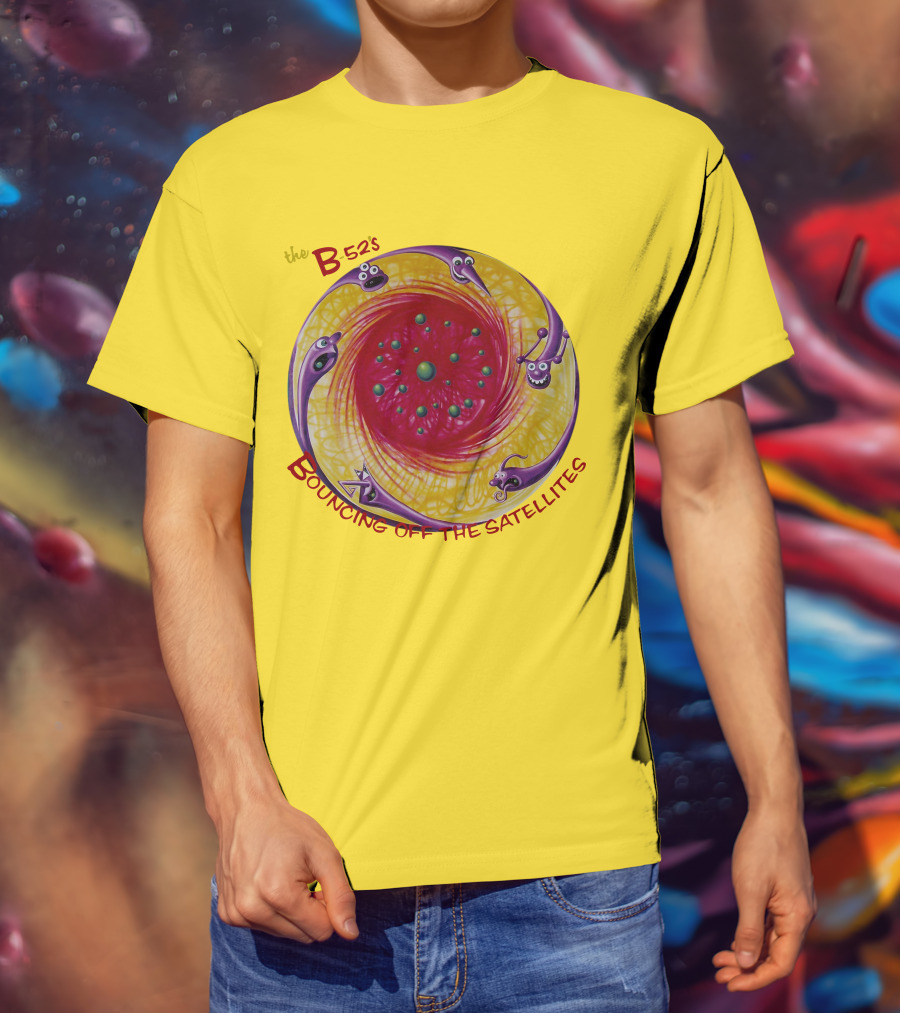 The B52'S Bouncing Off The Satellites Alien Cartoon Orbit T-Shirt