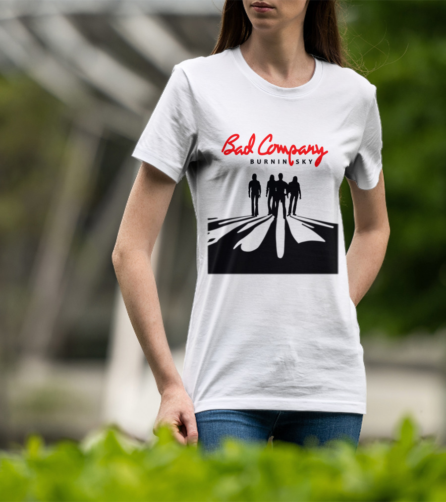 Bad Company Burnin' Sky Silhouette Walking Down Road T-Shirt