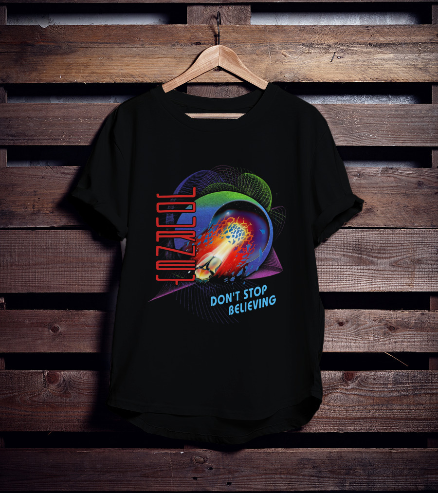 Journey Don't Stop Believing Neon Retro Abstract Sphere And Fireball T-Shirt