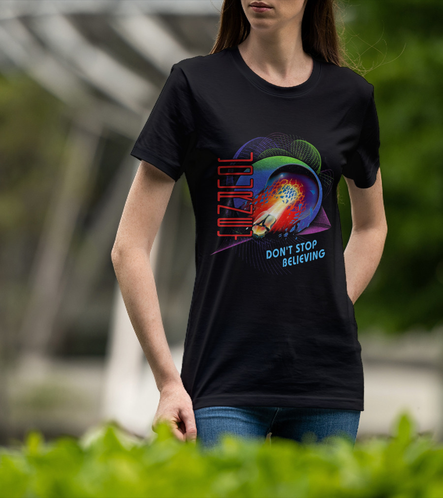 Journey Don't Stop Believing Neon Retro Abstract Sphere And Fireball T-Shirt