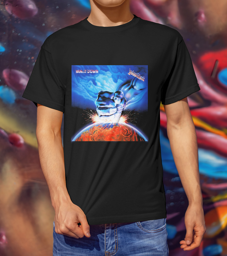 Judas Priest Ram It Down Album Art Fist And Lightning T-Shirt