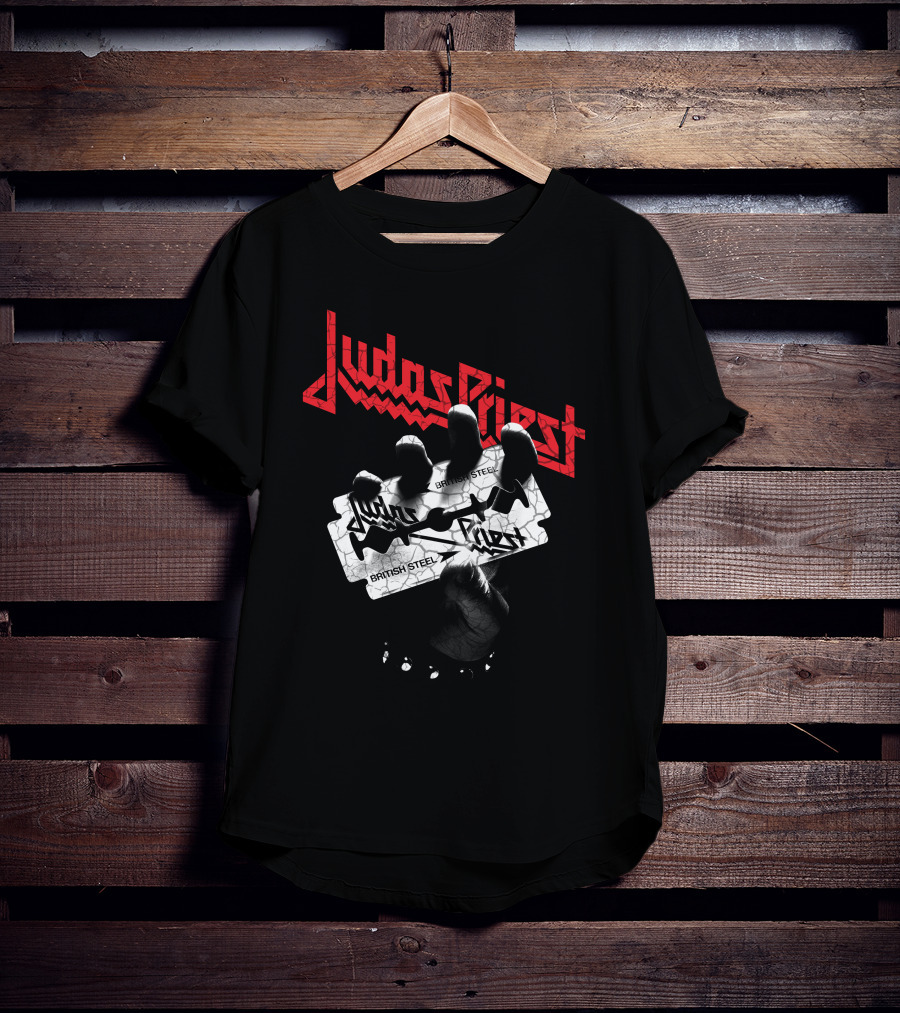 Judas Priest British Steel Razor Blade And Fist T-Shirt