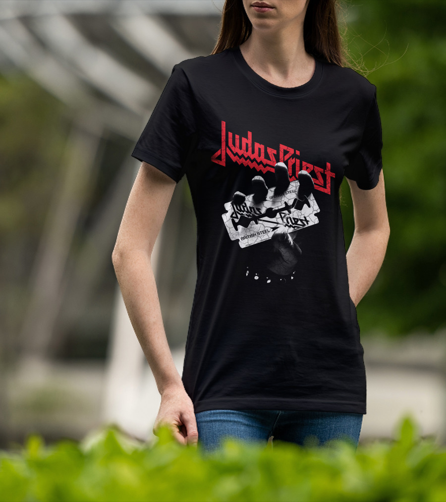 Judas Priest British Steel Razor Blade And Fist T-Shirt
