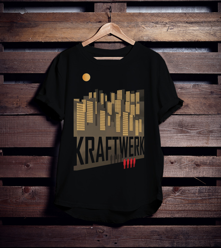 Kraftwerk Illuminated City Skyline With Silhouetted Figures T-Shirt