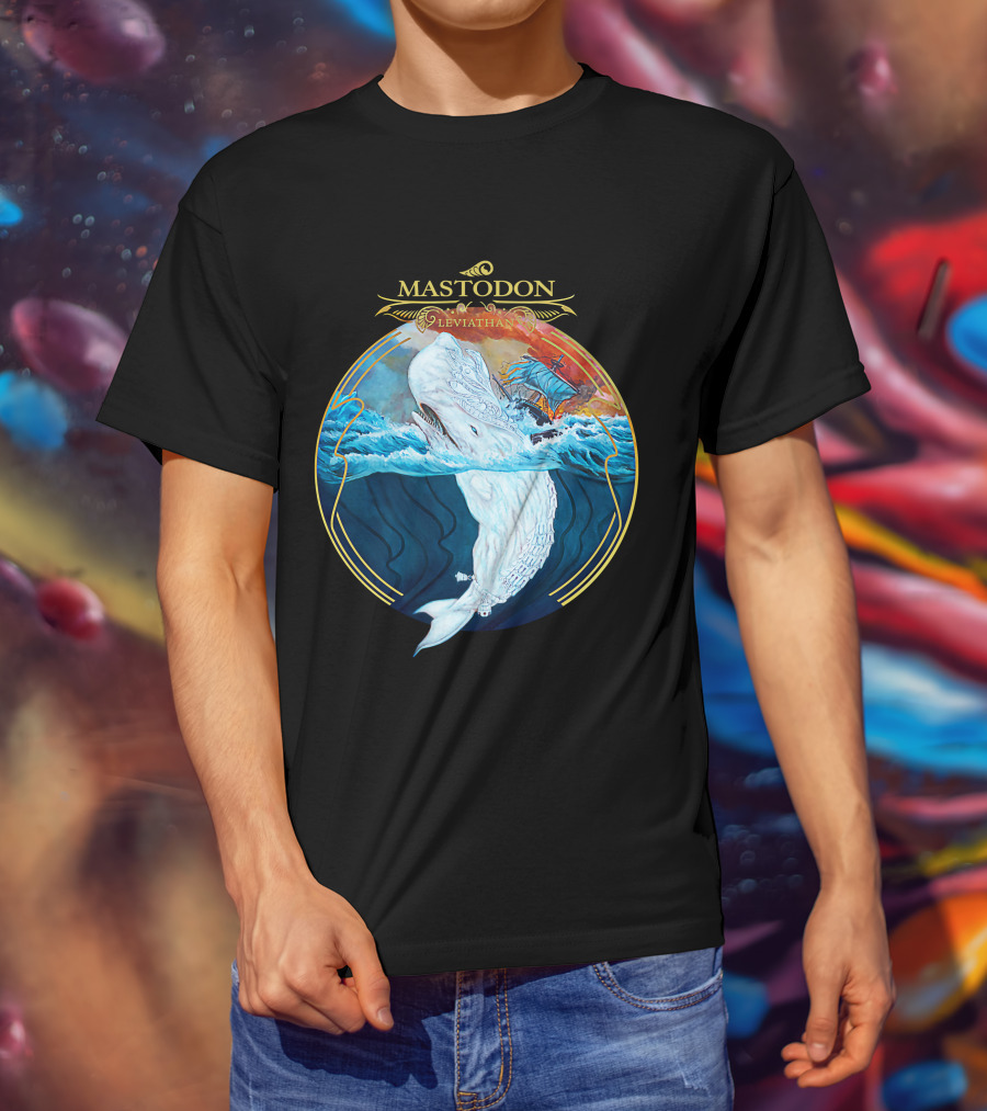 Mastodon Leviathan Moby Dick Whale Sea Battle T-Shirt