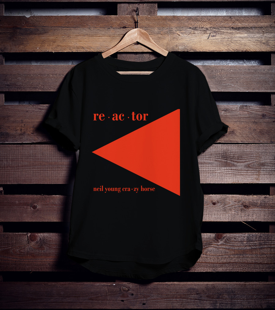 Reactor Neil Young Crazy Horse Red Triangle On Black T-Shirt