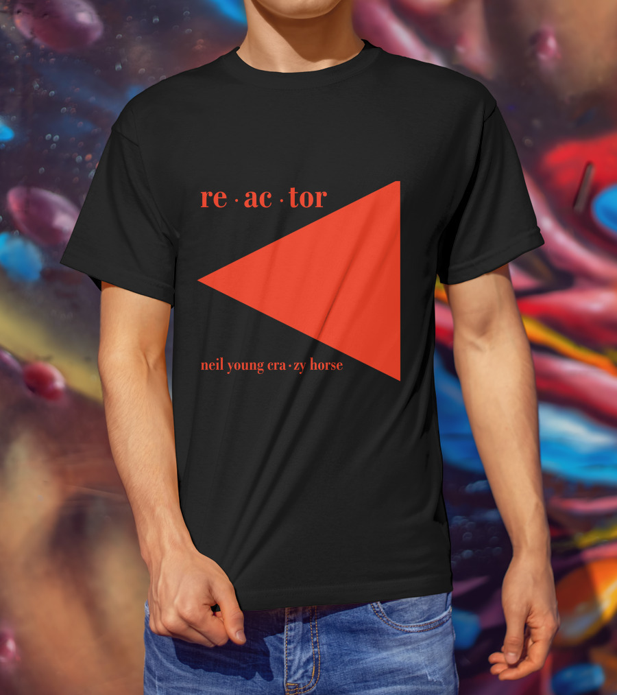 Reactor Neil Young Crazy Horse Red Triangle On Black T-Shirt