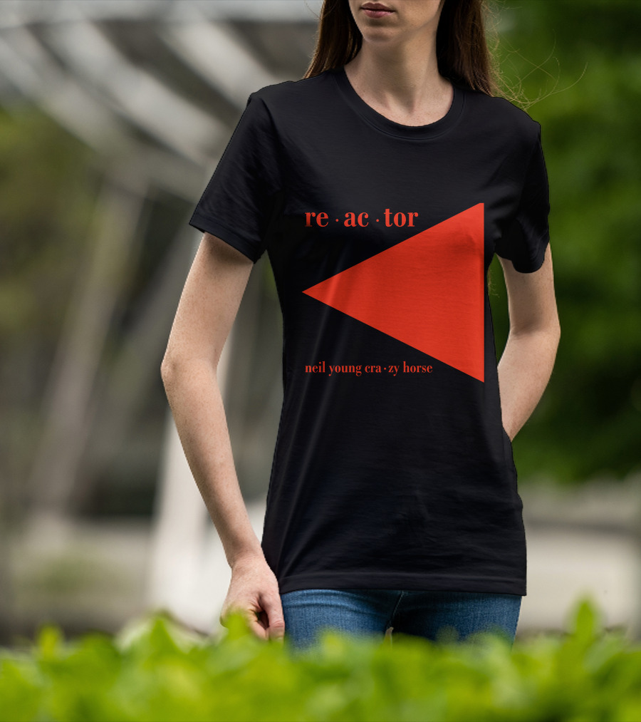 Reactor Neil Young Crazy Horse Red Triangle On Black T-Shirt