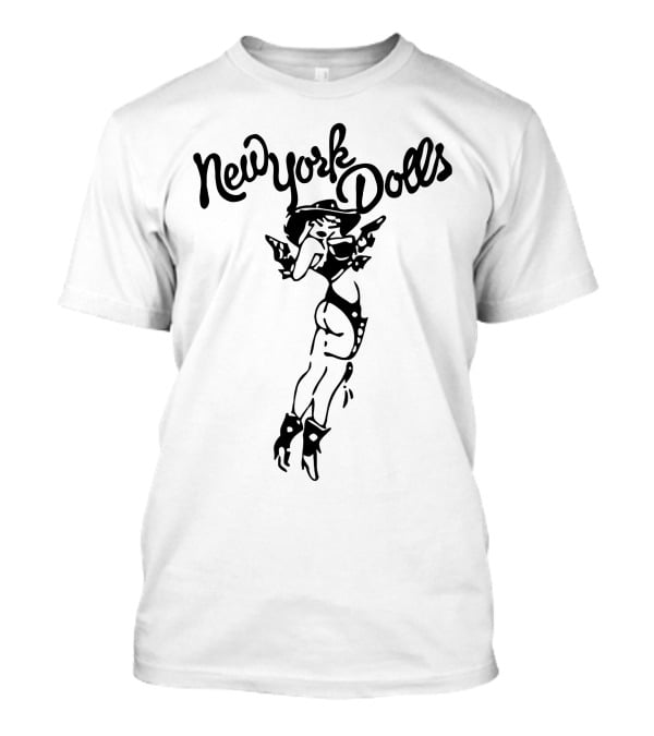 New York Dolls Vintage Logo With Illustrated Character T-Shirt