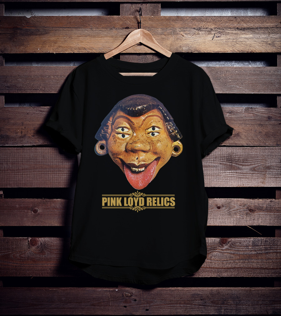 Pink Loyd Relics Four-Eyed Statue Face With Earrings And Tongue Out T-Shirt