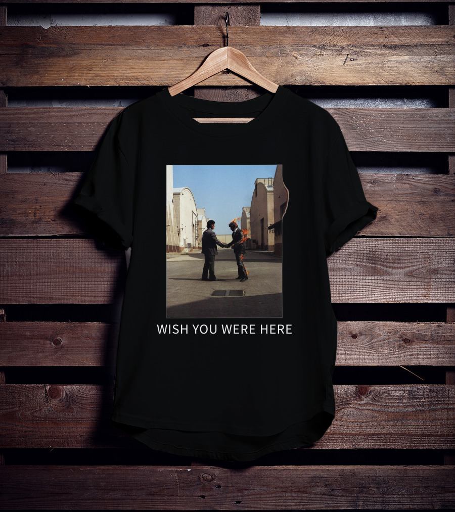 Wish You Were Here Album Cover Iconic Handshake Flame Scene T-Shirt