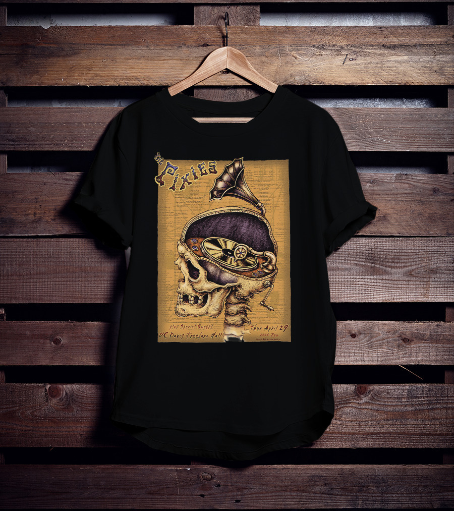The Pixies Uc Davis Freeborn Hall April 29 Concert Poster Skeleton Phonograph T-Shirt